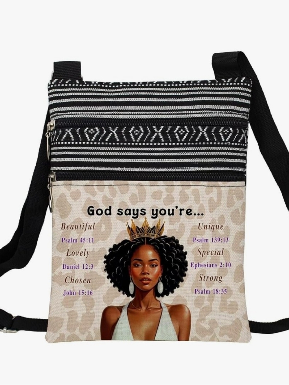 Afrocentric Crossbody  Bag With Graphic Design and Scriptures  NIP